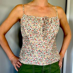 Reformation floral tie front tank top size SM